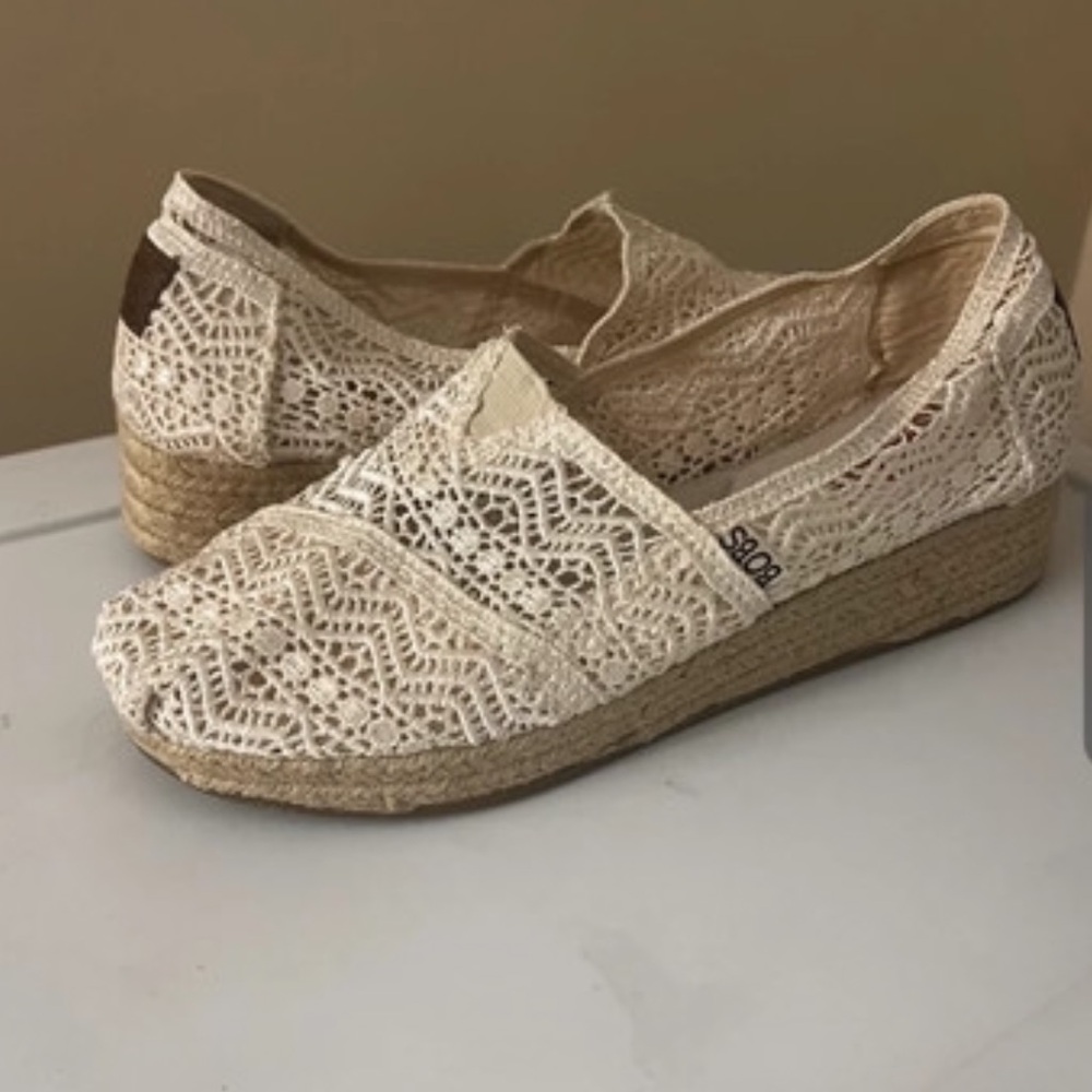 BOBS from Skechers Cream Crochet Espadrilles